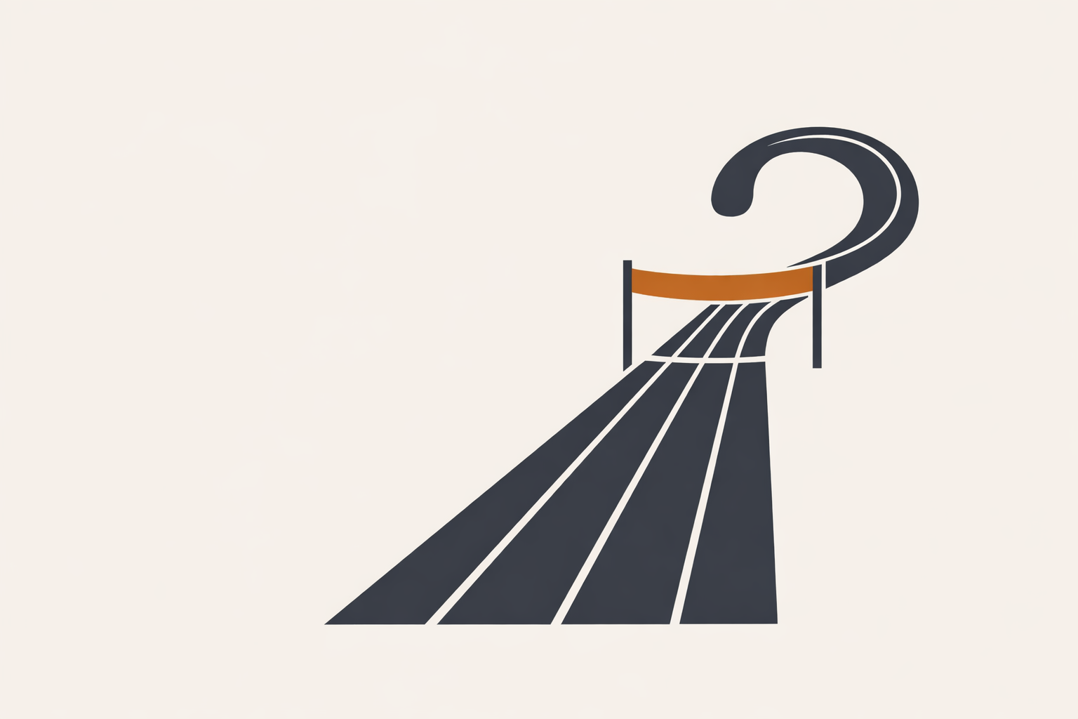 Minimal hero illustration: a finish line that hints at uncertainty