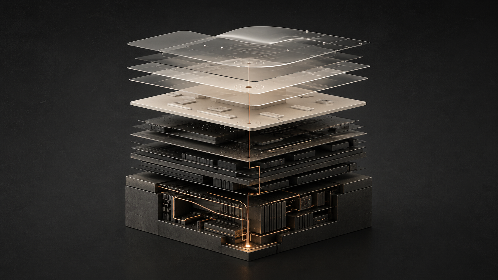 Hero illustration: a shifting horizon line representing where pressure on enterprise software is moving